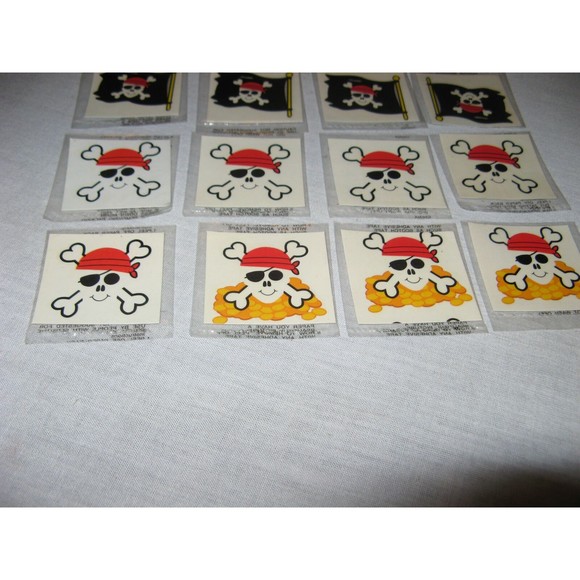 Lot Of 16 Pirate Buccaneer Temporary Tattoos Ships Skull & Crossbones - Picture 3 of 4